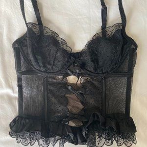 For Love and Lemons Black Ruffle Lingerie Top XS